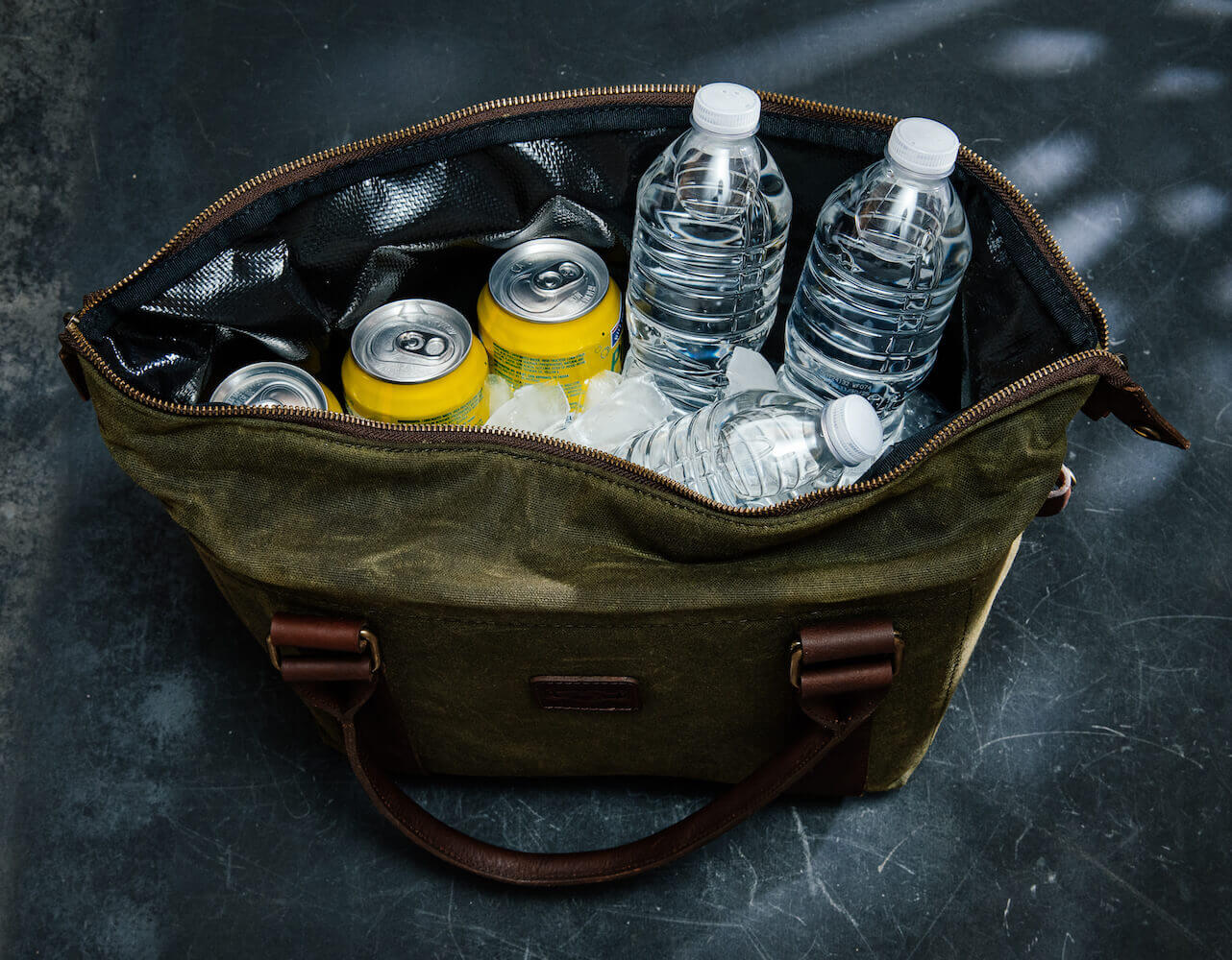 White Wing Waxed Canvas Cooler-Accessories > Beverage Carriers & Coolers > Waxed Canvas-Smoke-Forest-Mission Mercantile Leather Goods